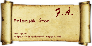 Frisnyák Áron névjegykártya